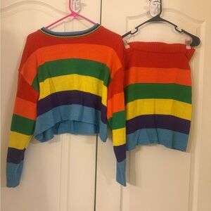 SHEIN Multicolor Knit Sweater & skirt set